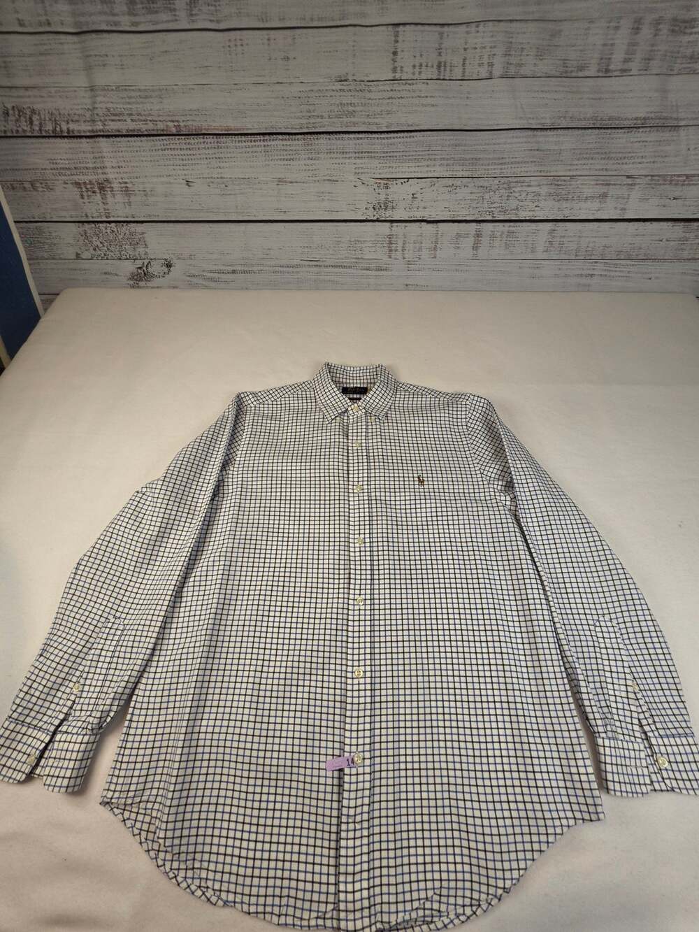 Polo Ralph Lauren Men’s Large Blue & White Check Classic Fit Button-Down Shirt
